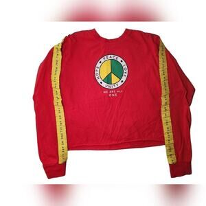 Mighty Fine Red Peace‎ Love Unity Graphic Print Cropped Sweatshirt